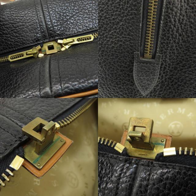 HERMES エルメス ヴィクトリア43 黒 ブラック ゴールド金具 トート