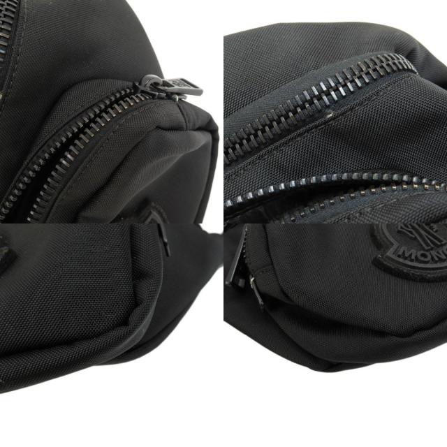 美品 モンクレール ナイロン ウエストバッグ ファスナー ロゴ型押し ブラック MONCLER モンクレール ロゴ ボディバッグ ナイロン素材