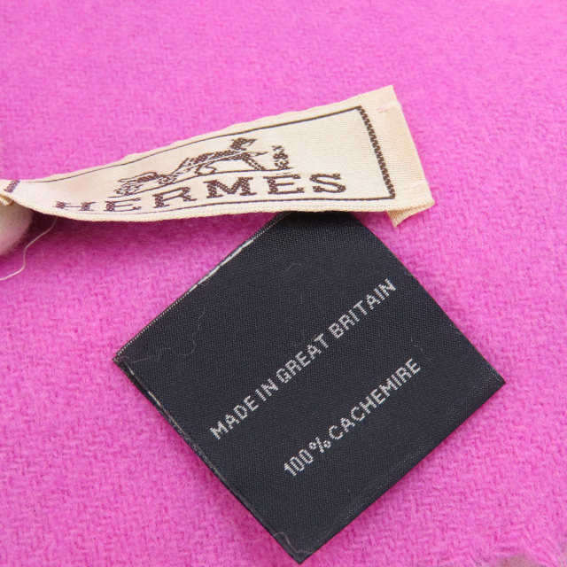 HERMES エルメス マフラー レクトヴェルソ ロゴ刺繍 カシミヤ100