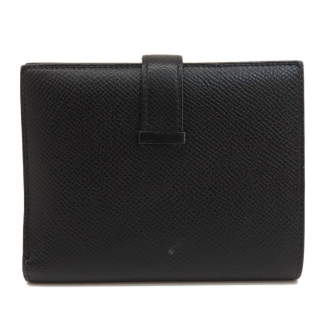 HERMES エルメス ベアンコンパクト 黒 ブラック シルバー金具 二つ折り 