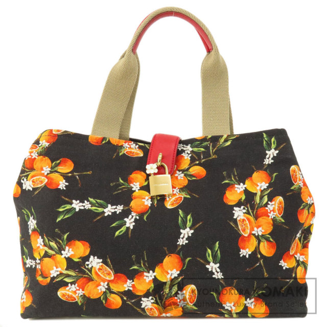 D&G ディーアンドジー みかんモチーフ ハンドバッグ キャンバス レディース