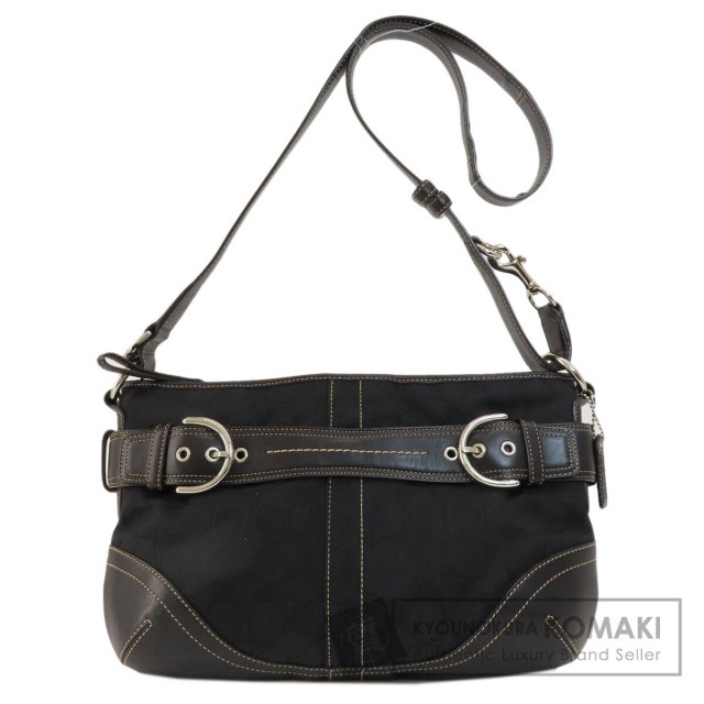 美品 COACH ショルダーバッグ　レザーキャンバス　シグネチャーF07077 COACH コーチ F07077 シグネチャー ショルダーバッグ キャンバス
