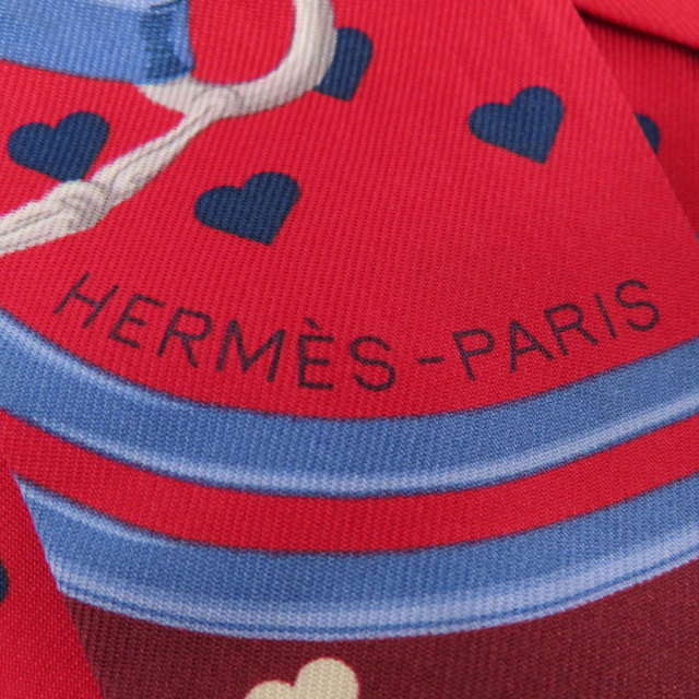 HERMES エルメス ツイリー ハートモチーフ スカーフ シルク レディース