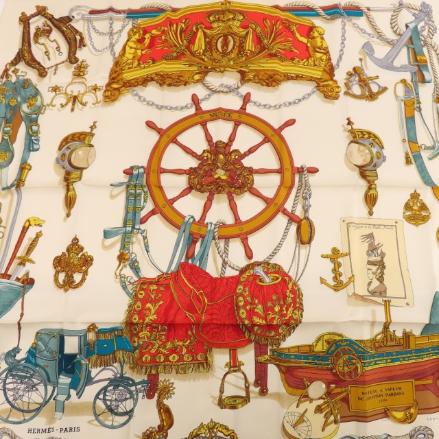 HERMES エルメス カレ90 BATEAU A VAPEUR DE JOUFFROY DABBANS 1784  