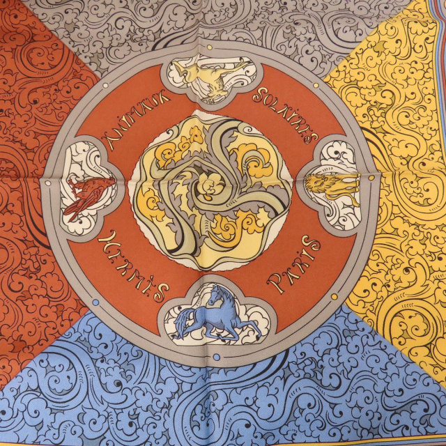 HERMES エルメス カレ90 ANIMAUX SOLAIRES 太陽の動物たち スカーフ  