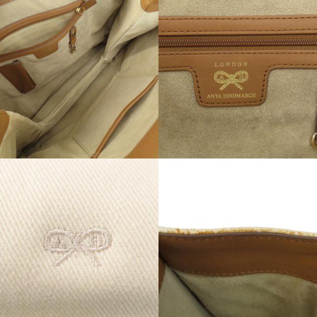 【良品】アニヤハインドマーチ　トートバッグ　キャンバス　プリント柄　ロゴ金具 Anya Hindmarch アニヤ・ハインドマーチ ロゴ トートバッグ