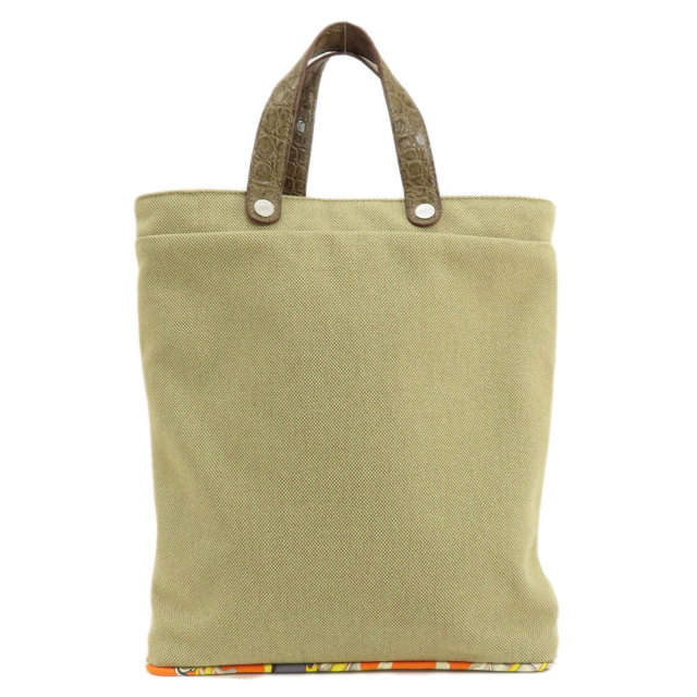 HERMES エルメス プティアッシュトート ハンドバッグ コットン/シルク 