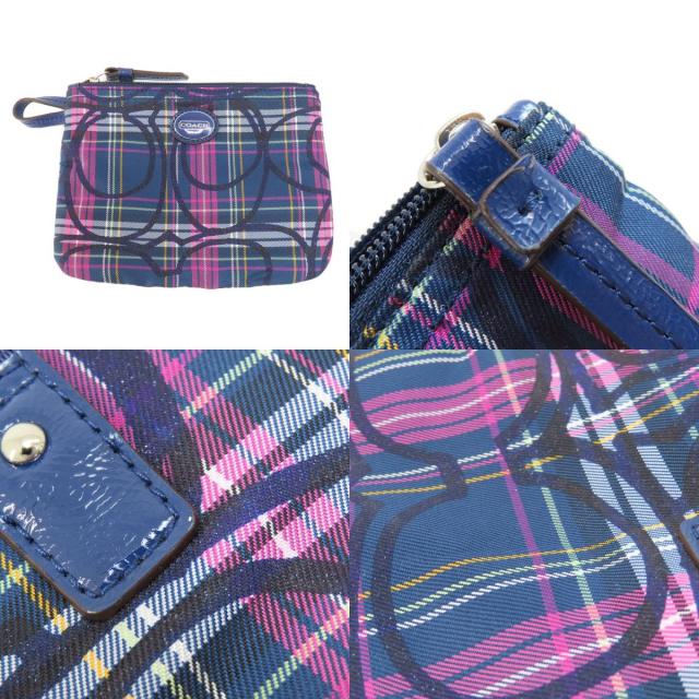 COACH コーチ シグネチャー チェック柄 ハンドバッグ ナイロン素材