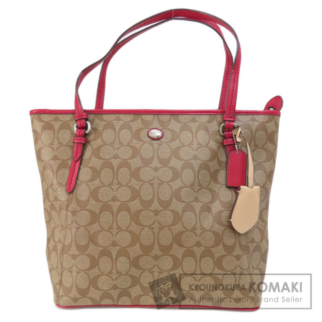 美品 COACH コーチ シグネチャー トートバッグ F28365 ジップ COACH コーチ F28365 シグネチャー トートバッグ PVC レディース