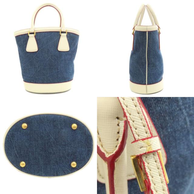 PRADA プラダ ロゴ金具 2WAY トートバッグ デニム レディース 