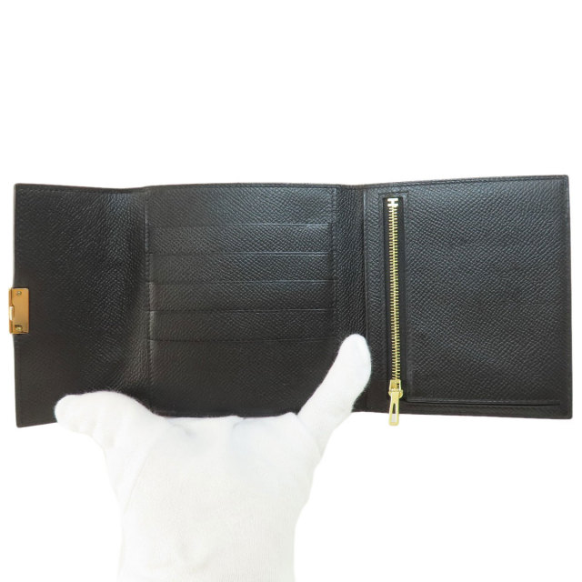 エルメス 二つ折り財布（小銭入れあり） クリック12 黒 ブラック ゴールド金具
