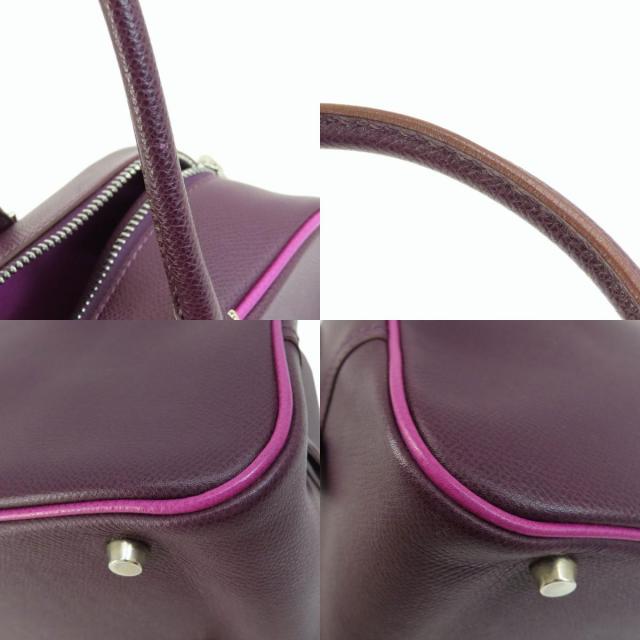 HERMES エルメス プリュム28 パープル系 シルバー金具 ハンドバッグ  
