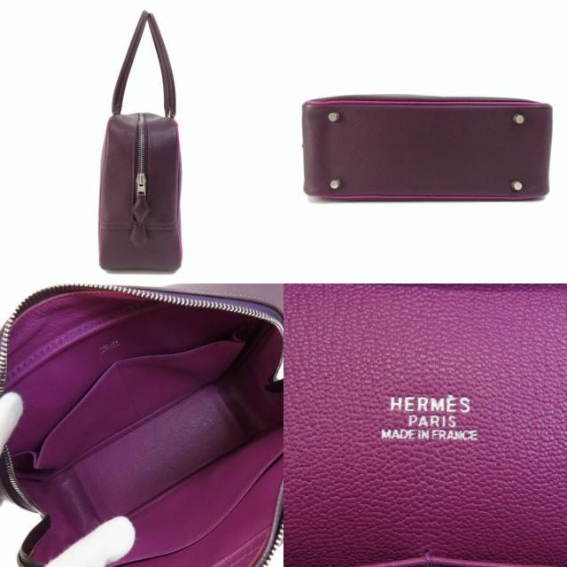 HERMES エルメス プリュム28 パープル系 シルバー金具 ハンドバッグ  