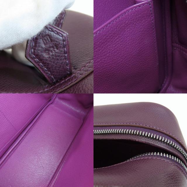 HERMES エルメス プリュム28 パープル系 シルバー金具 ハンドバッグ  