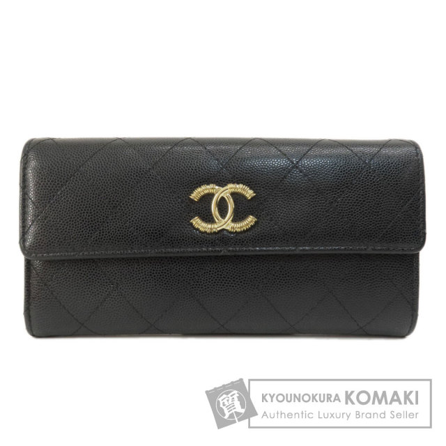 CHANEL シャネル ココマーク マトラッセ ゴールド金具 長財布（小銭  