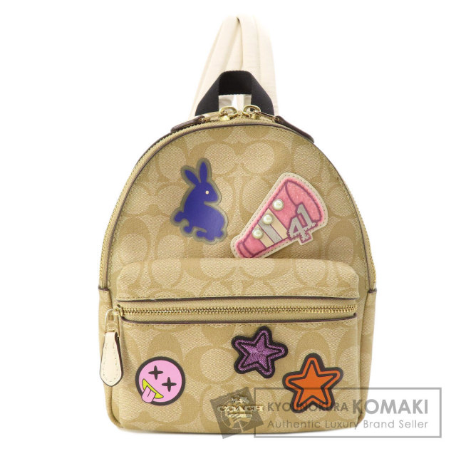 [美品] COACH コーチ　リュック　シグネチャー　ワッペン　ウサギ COACH コーチ F20909 ワッペン ウサギ シグネチャー リュック