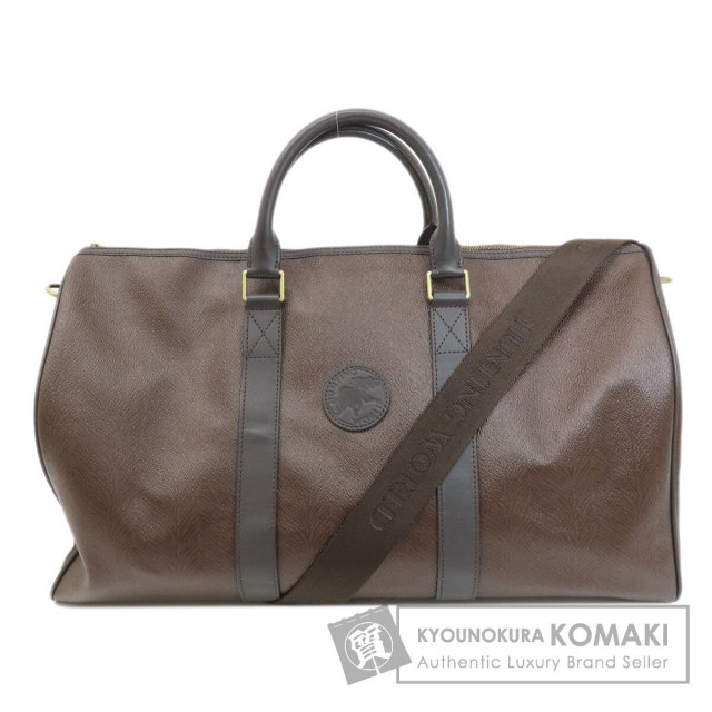 HUNTING WORLDボストンバッグ黒×茶ナイロンレザー