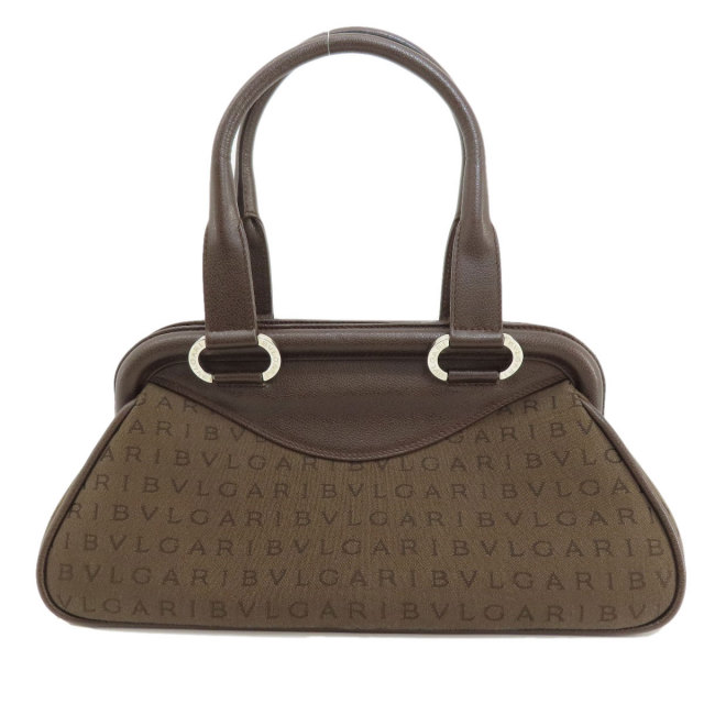 BVLGARI ロゴマニア ハンドバッグ ポーチ付き キャンバス ブラウン  