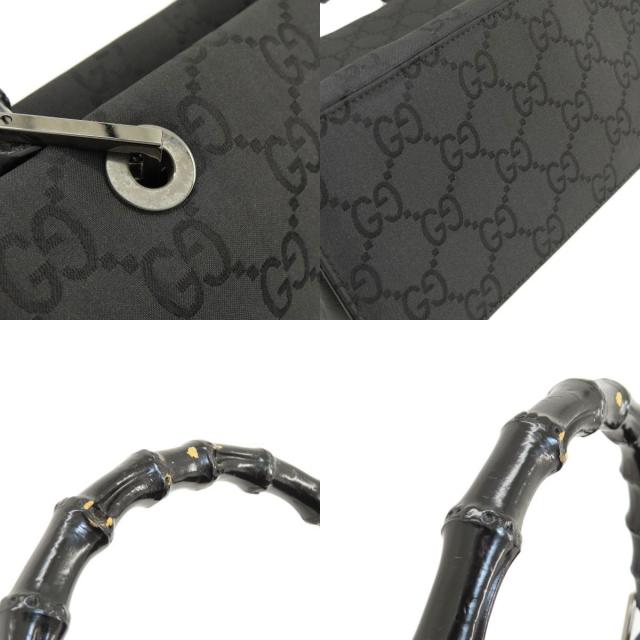 GUCCI トートバッグ　GG柄　バンブー　ナイロン　ブラック　手持ち GUCCI グッチ 002・1010 GG柄 バンブー トートバッグ ナイロン