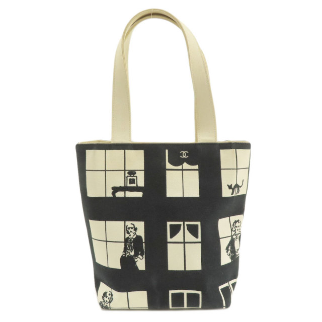 CHANEL シャネル ウィンドウズライン トートバッグ キャンバス レディース 