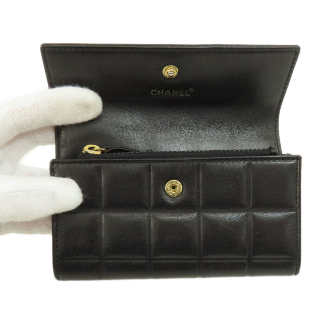 CHANEL シャネル チョコバー ゴールド金具 二つ折り財布（小銭入れあり 