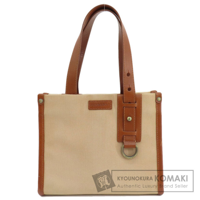 ◆Burberry キャンバス レザー ブランドロゴ ハンドバッグ BURBERRY バーバリー ロゴ ハンドバッグ キャンバス レディース
