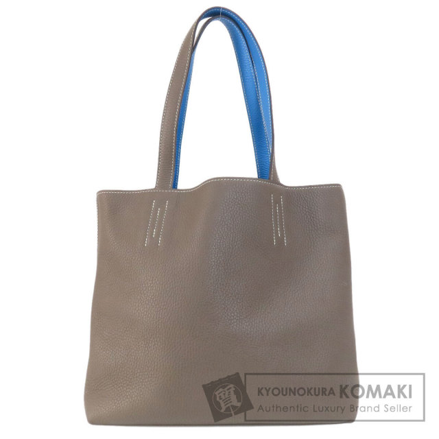 HERMES エルメス ドゥブルセンス28 グレー ブルー トートバッグ 
