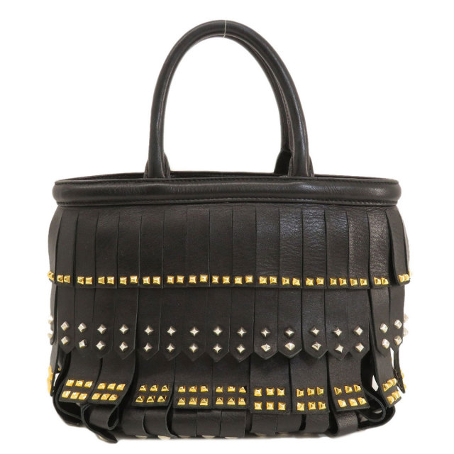 PRADA プラダ スタッズ フリンジ ハンドバッグ レザー レディース