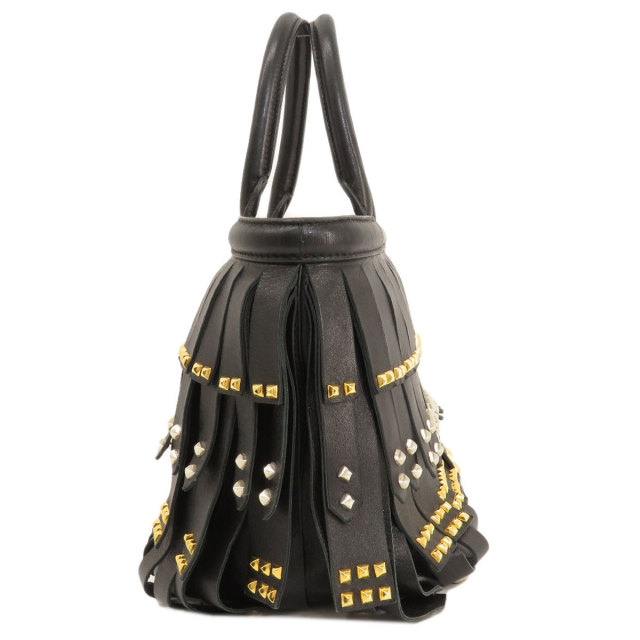 PRADA プラダ スタッズ フリンジ ハンドバッグ レザー レディース