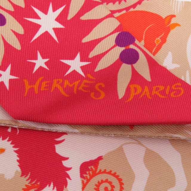 HERMES ツイリー キーモチーフ ピンク シルクスカーフ エルメス