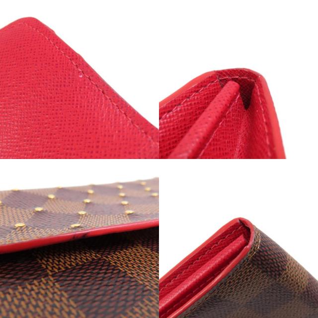 ✨極上美品✨ルイヴィトン❤️ダミエ ポルトフォイユ サラ　新型　スタッズ　赤 ✨極上美品✨ルイヴィトン❤️ダミエ ポルトフォイユ サラ 新型