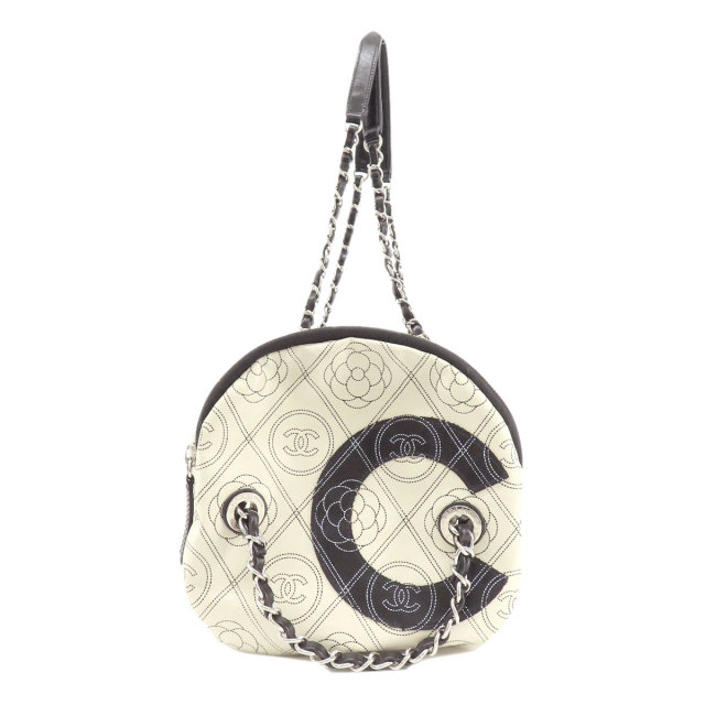 CHANEL シャネル ココマーク カメリア 2WAY シルバー金具 ボストン 
