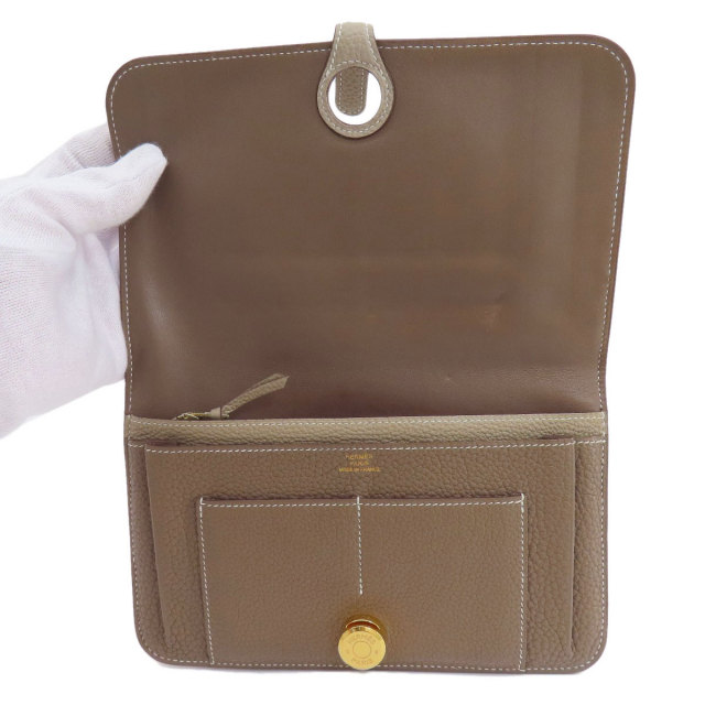 HERMES エルメス ドゴンデュオ GM エトープ ゴールド金具 長財布（小銭 