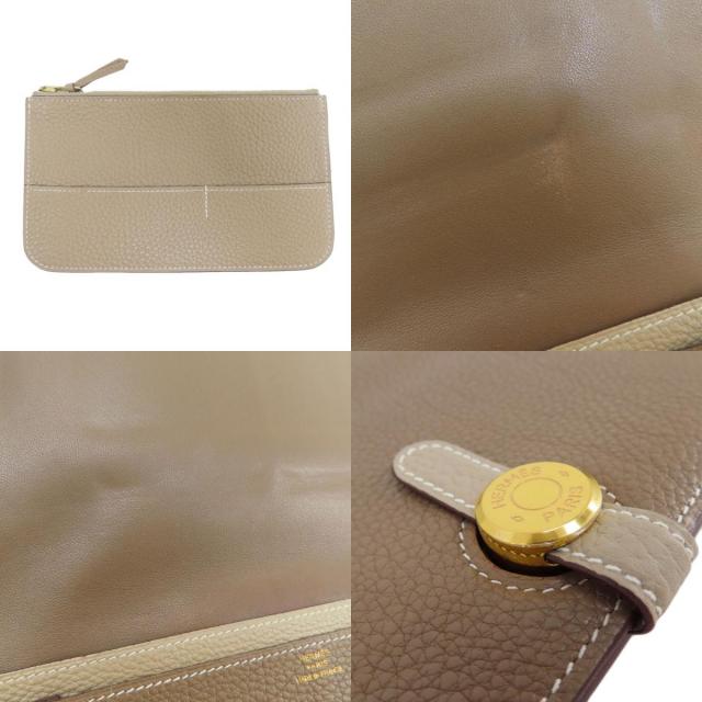 HERMES エルメス ドゴンデュオ GM エトープ ゴールド金具 長財布（小銭  