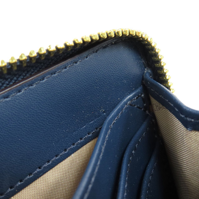 新品☆MICHAEL KORS ブルー シグネチャー レザー 長財布 中古】 マイケルコース Michael Kors 長財布 レザー ネイビー