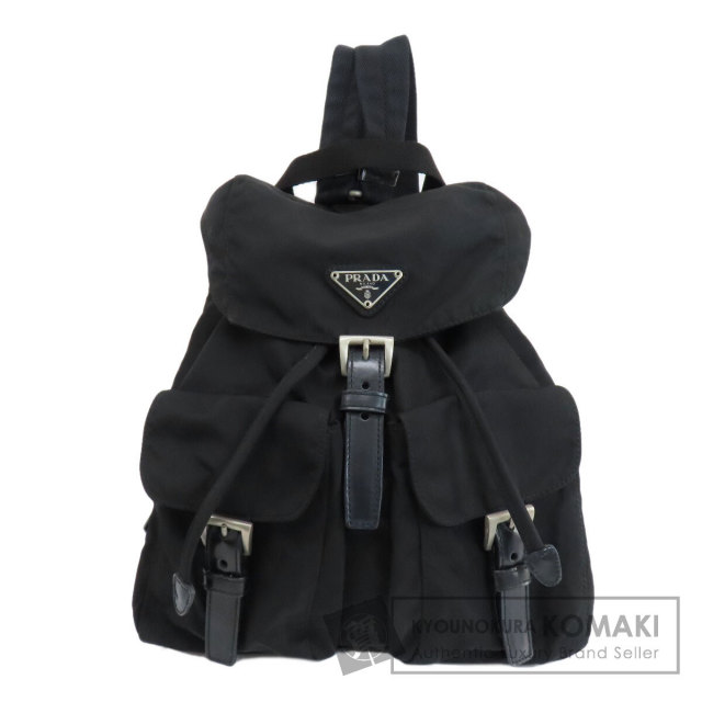 プラダ PRADA ナイロン リュック バックパック ブラック 三角ロゴ PRADA 極 美品 プラダ 三角ロゴ モチーフ シルバー金具 ナイロン