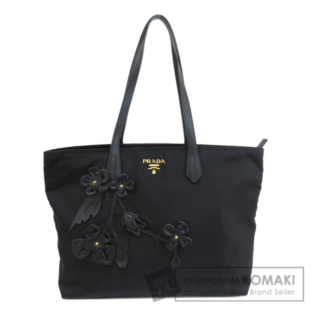 PRADA プラダ ナイロン フラワー トートバッグ ブラック レディース