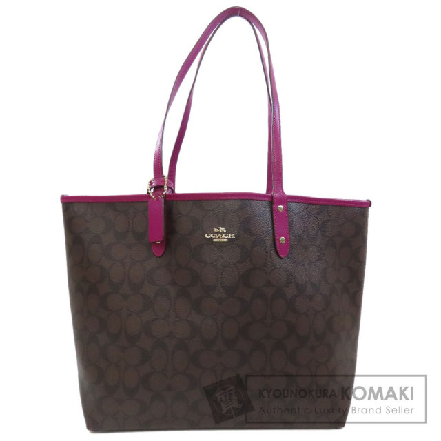 COACH コーチ リバーシブル シグネチャー トートバッグ PVC レディース 