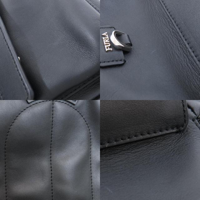 FURLA フルラ ファヴォラS レザー ロゴ金具 ロゴ型押し リュック 黒