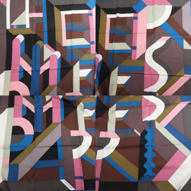 HERMES エルメス 幾何学模様 スカーフ シルク レディース 