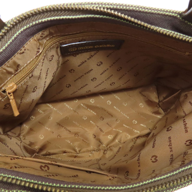 mila schon ミラショーン ロゴモチーフ ハンドバッグ キャンバス  