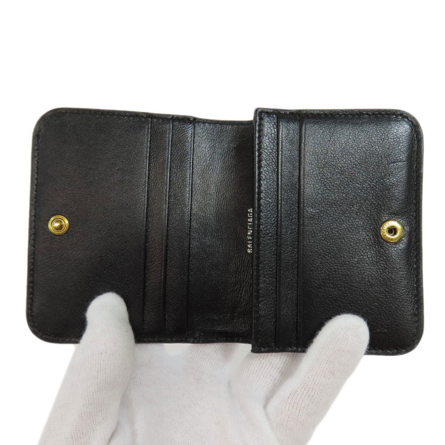 BALENCIAGA ブラックレザー 二つ折り財布（BALENCIAGA(バレンシアガ)黒 