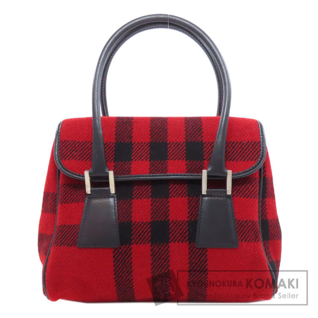 BURBERRY バーバリー チェック柄 ハンドバッグ コットンキャンバス  