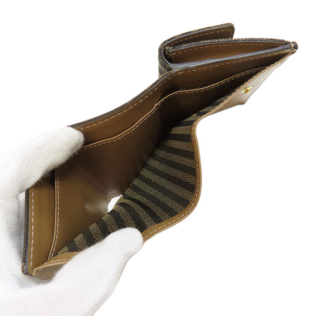 FENDI フェンディ ズッカ柄 二つ折り財布（小銭入れあり） キャンバス  