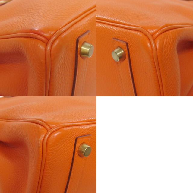 並行輸入Hermèsトートバッグハンドバッグオレンジ30 金具ゴールドチャーム付 HERMES エルメス バーキン30 ゴールド金具 ハンドバッグ トゴ