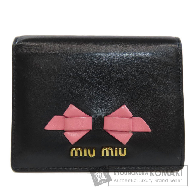 MIUMIU ミュウミュウ 5MV204 ロゴ リボン 二つ折り財布（小銭入れあり  