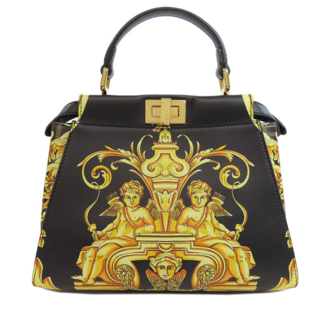 FENDI フェンディ フェンダーチェ ミニピーカブー ハンドバッグ カーフ  