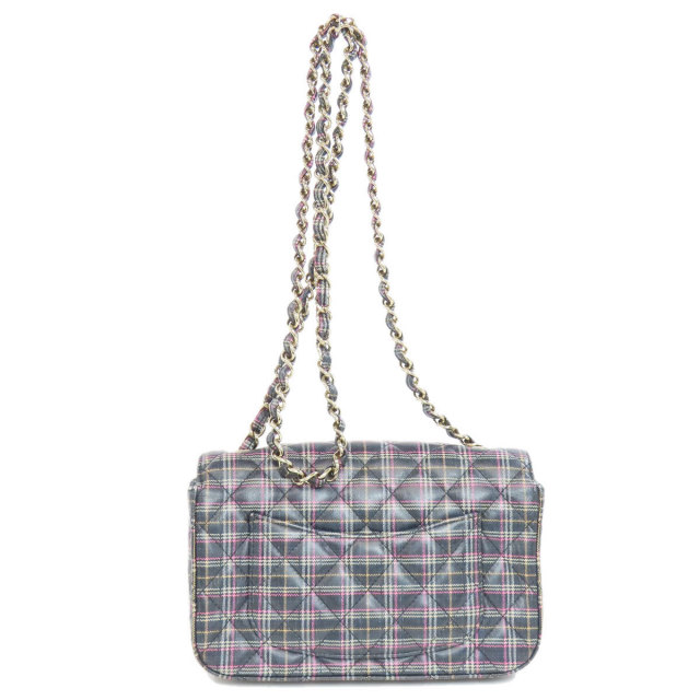 CHANEL シャネル チェーンショルダー チェック柄 ゴールド金具 