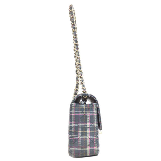 CHANEL シャネル チェーンショルダー チェック柄 ゴールド金具 