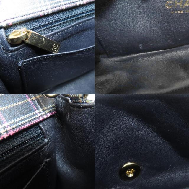 CHANEL シャネル チェーンショルダー チェック柄 ゴールド金具  